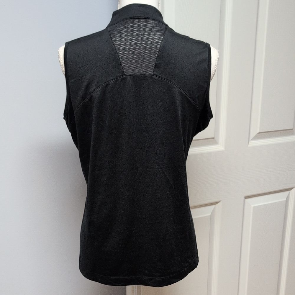 Tail Activewear Black Zip-Front Mock Collar Sleeveless Polo Size L - Picture 2 of 7